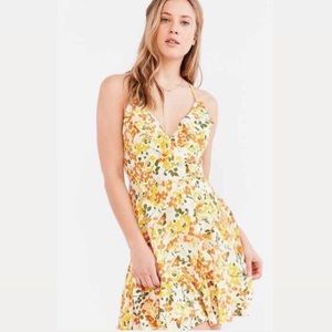 Yellow Floral Mini Dress by Urban Outfitters
